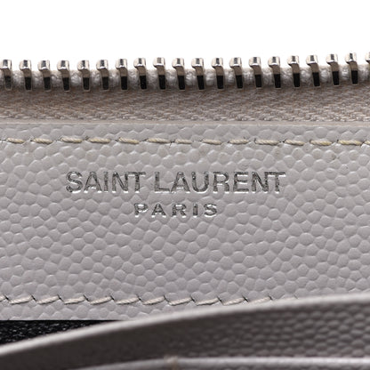 Saint Laurent Grain De Poudre Matelasse Chevron Monogram Zip Around Wallet Granite 6 of 10