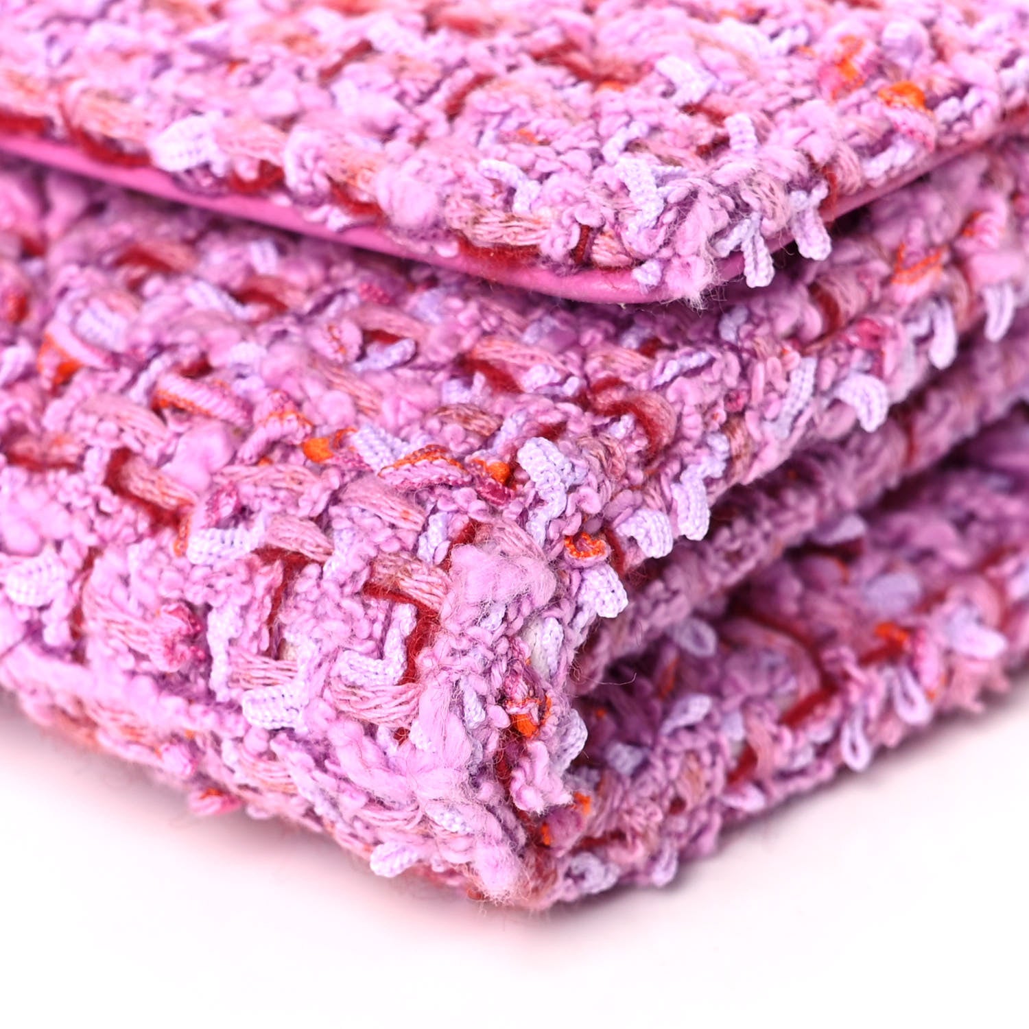 Chanel Tweed Enamel Quilted Pending CC Card Holder On Chain Light Purple Pink Red 11 of 12