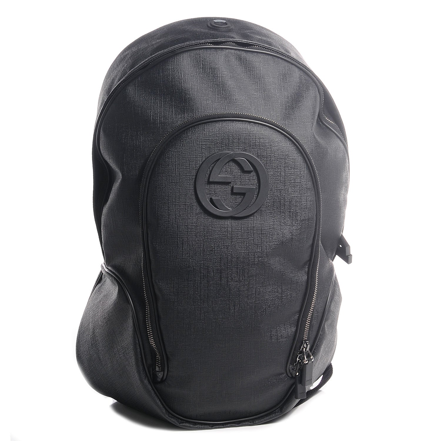 Gucci Coated Canvas Interlocking G Travel Backpack Black 1 of 9