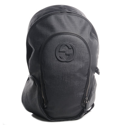 Gucci Coated Canvas Interlocking G Travel Backpack Black 1 of 9