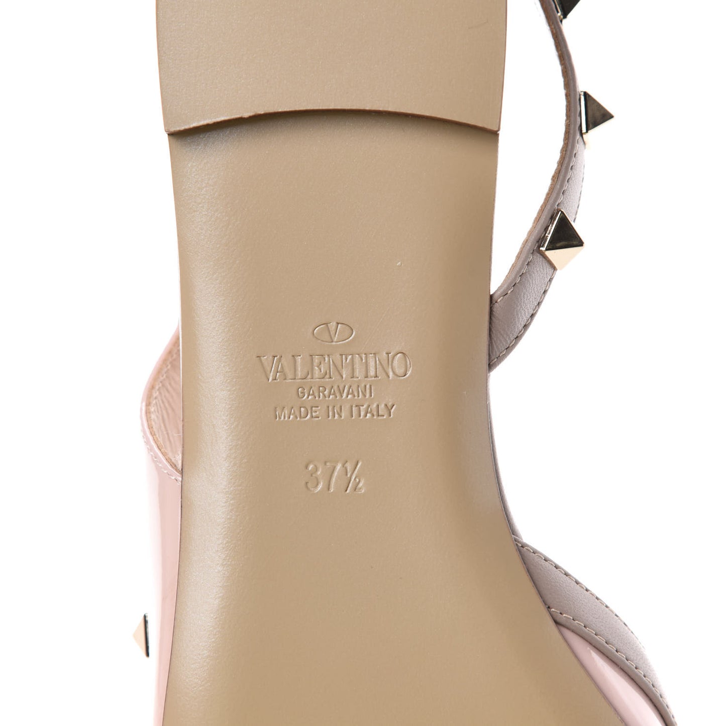 Patent Rockstud Slingback Flats 37.5 Water Rose Poudre