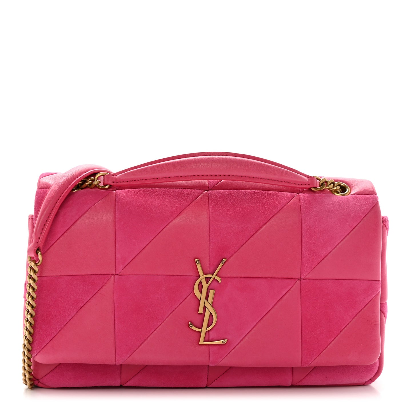 Lambskin Suede Patchwork Monogram Medium Jamie Fuchsia