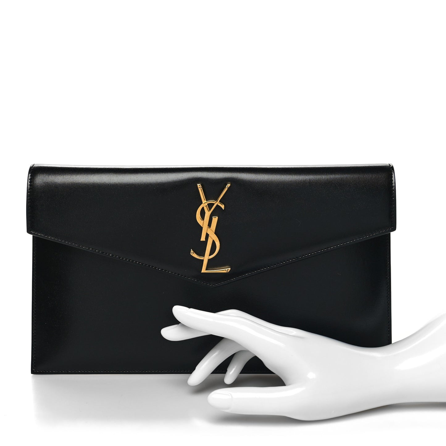 Smooth Shiny Calfskin Monogram Uptown Pouch Black