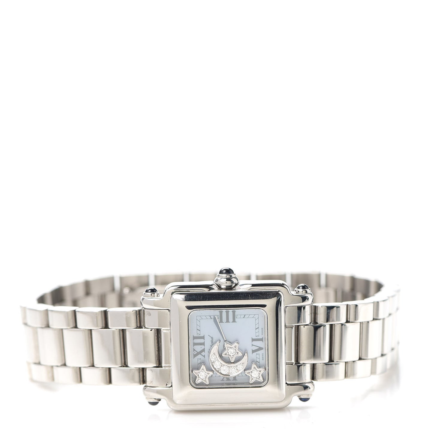 Stainless Steel Diamond Mother of Pearl 23mm Happy Sport Moon Star Quartz Watch