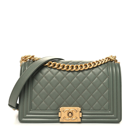 Chanel Calfskin Quilted Medium Boy Flap Dark Green 1 of 10