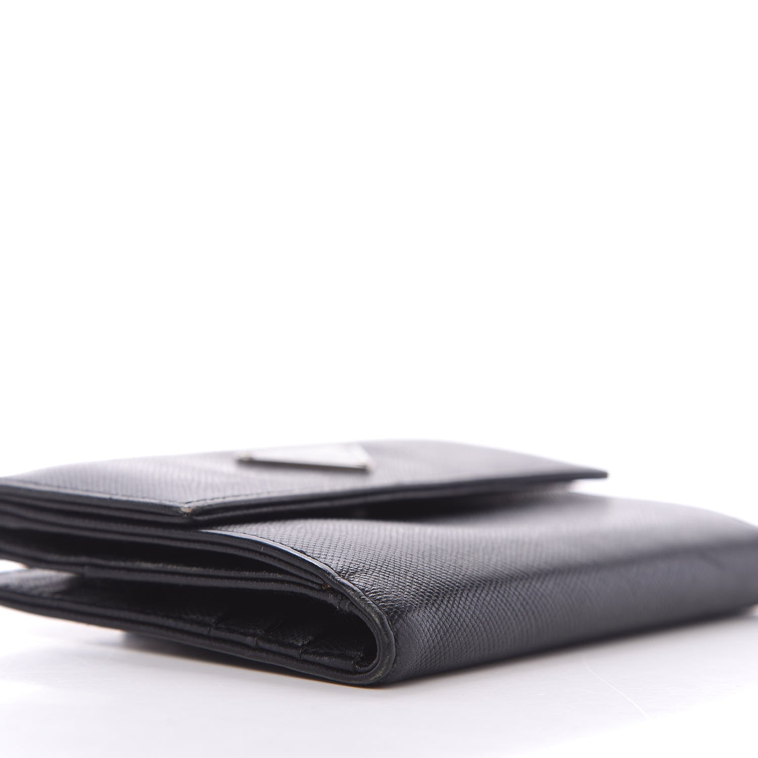 Prada Saffiano Tri-Fold Compact Wallet Black 6 of 10