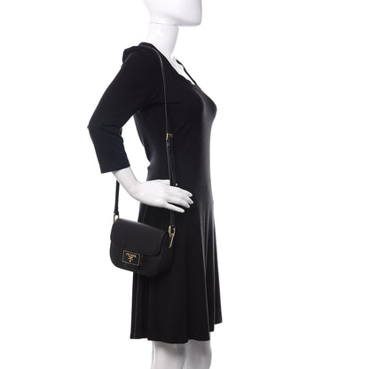 Prada Saffiano Lux Embleme Flap Shoulder Bag Black 2 of 9