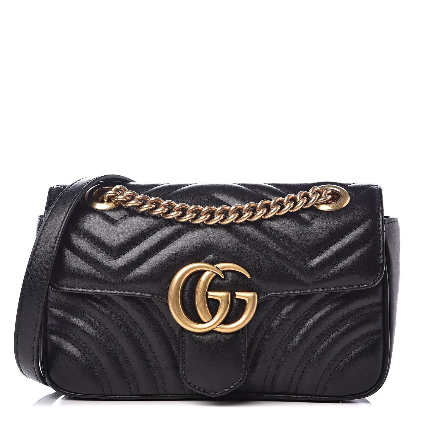 Calfskin Matelasse Mini GG Marmont Shoulder Bag Black