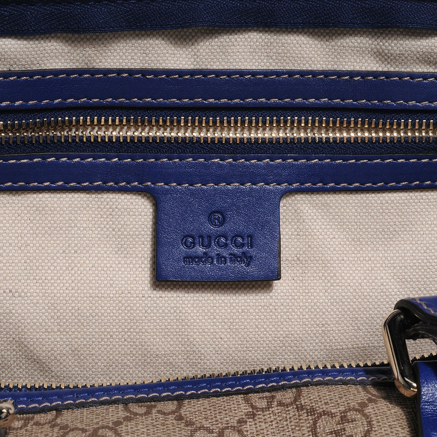 GG Plus Monogram Medium Boston USA Flag Unicef Duffle Blue