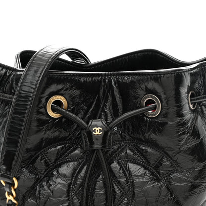 Chanel Shiny Aged Calfskin CC Chain Drawstring Bag Black 8 of 11