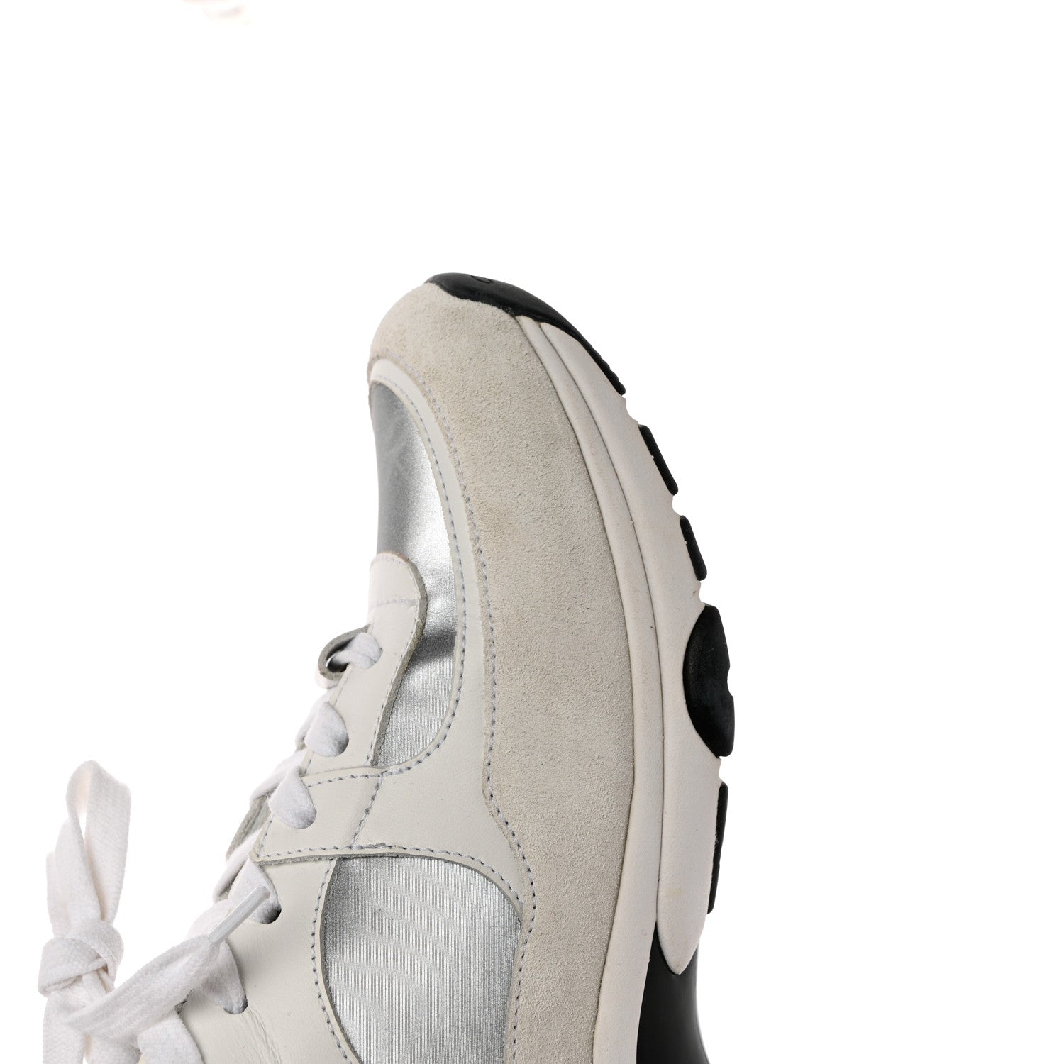 Chanel Calfskin Fabric Sneakers 37 White Silver Fluo Pink 10 of 14