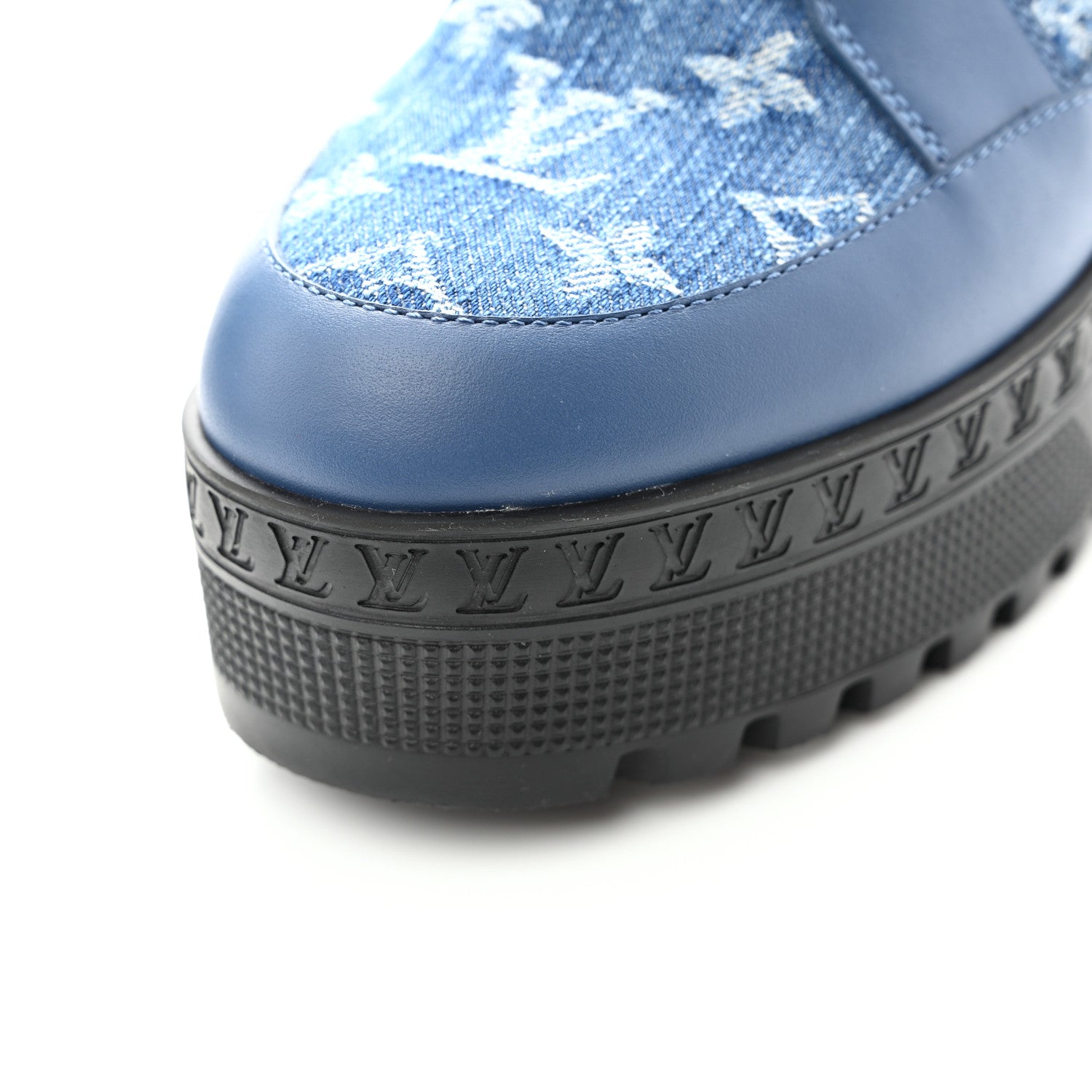 Louis Vuitton Calfskin Monogram Denim Laureate Platform Desert Boots 38 Blue 10 of 10