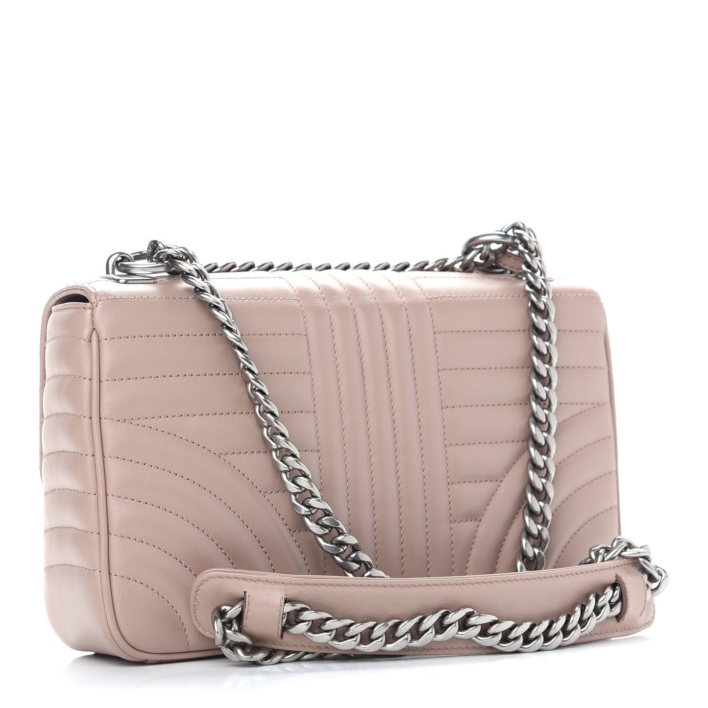 Soft Calfskin Impunture Diagramme Medium Chain Flap Shoulder Bag Cipria