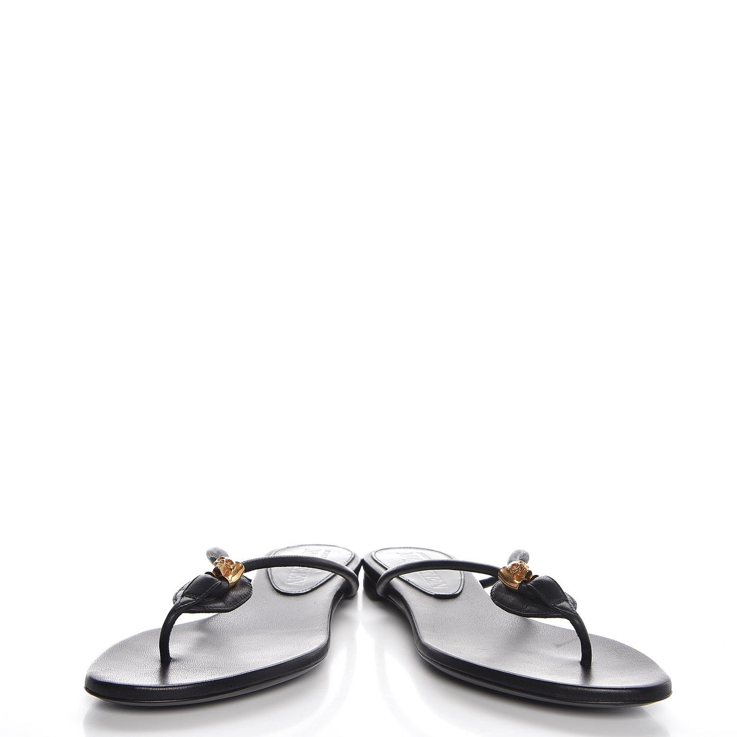Calfskin Margareth Skull Thong Sandals 37 Black