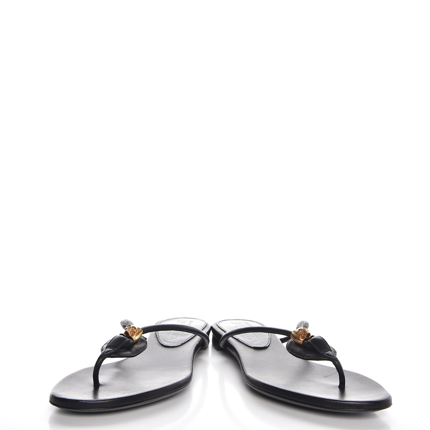 Alexander McQueen Calfskin Margareth Skull Thong Sandals 37 Black 6 of 10