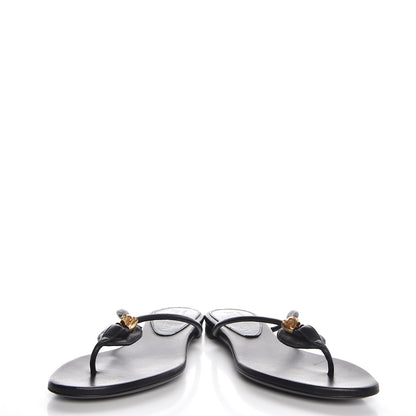 Alexander McQueen Calfskin Margareth Skull Thong Sandals 37 Black 6 of 10