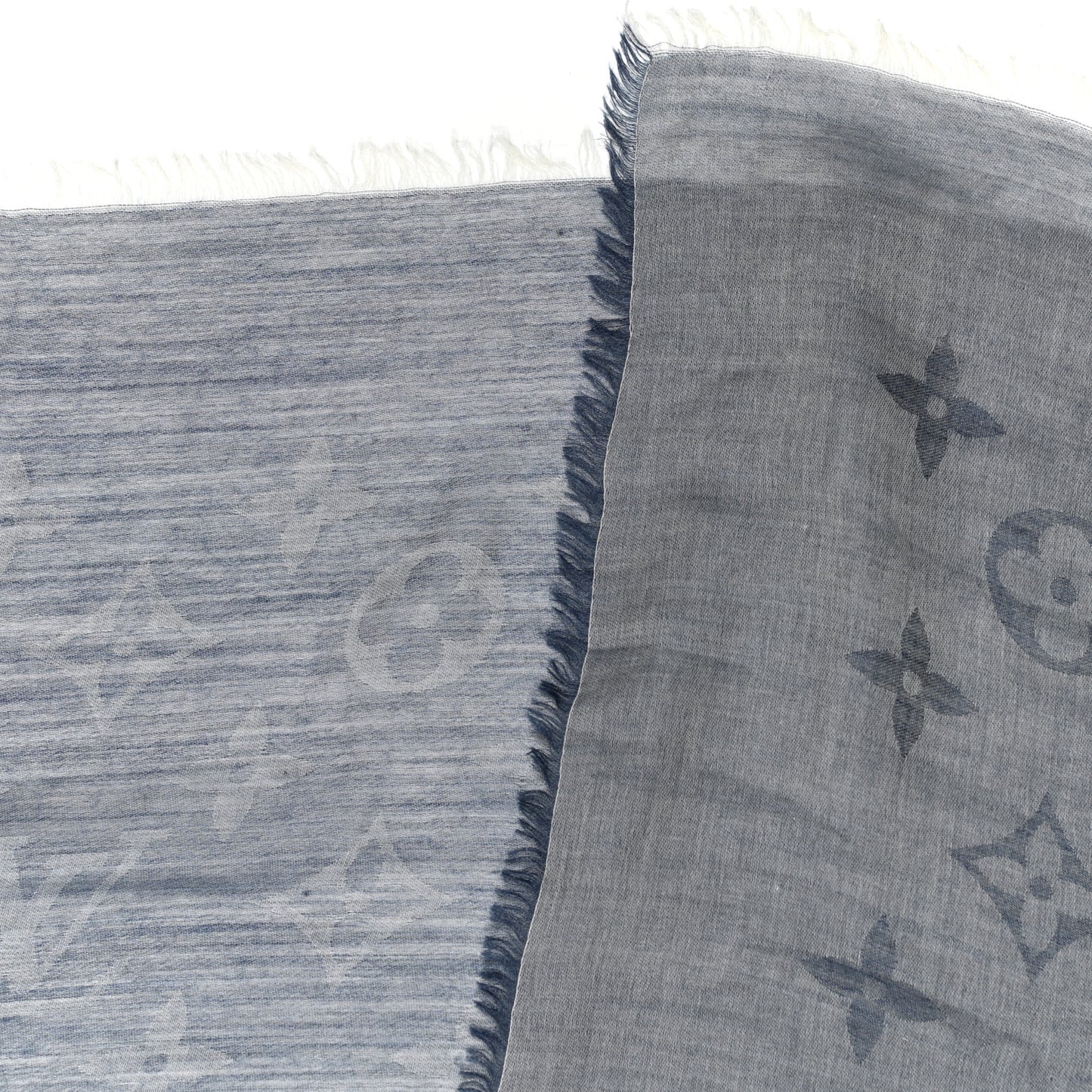 Wool Cotton Silk Daily Monogram Stole Denim