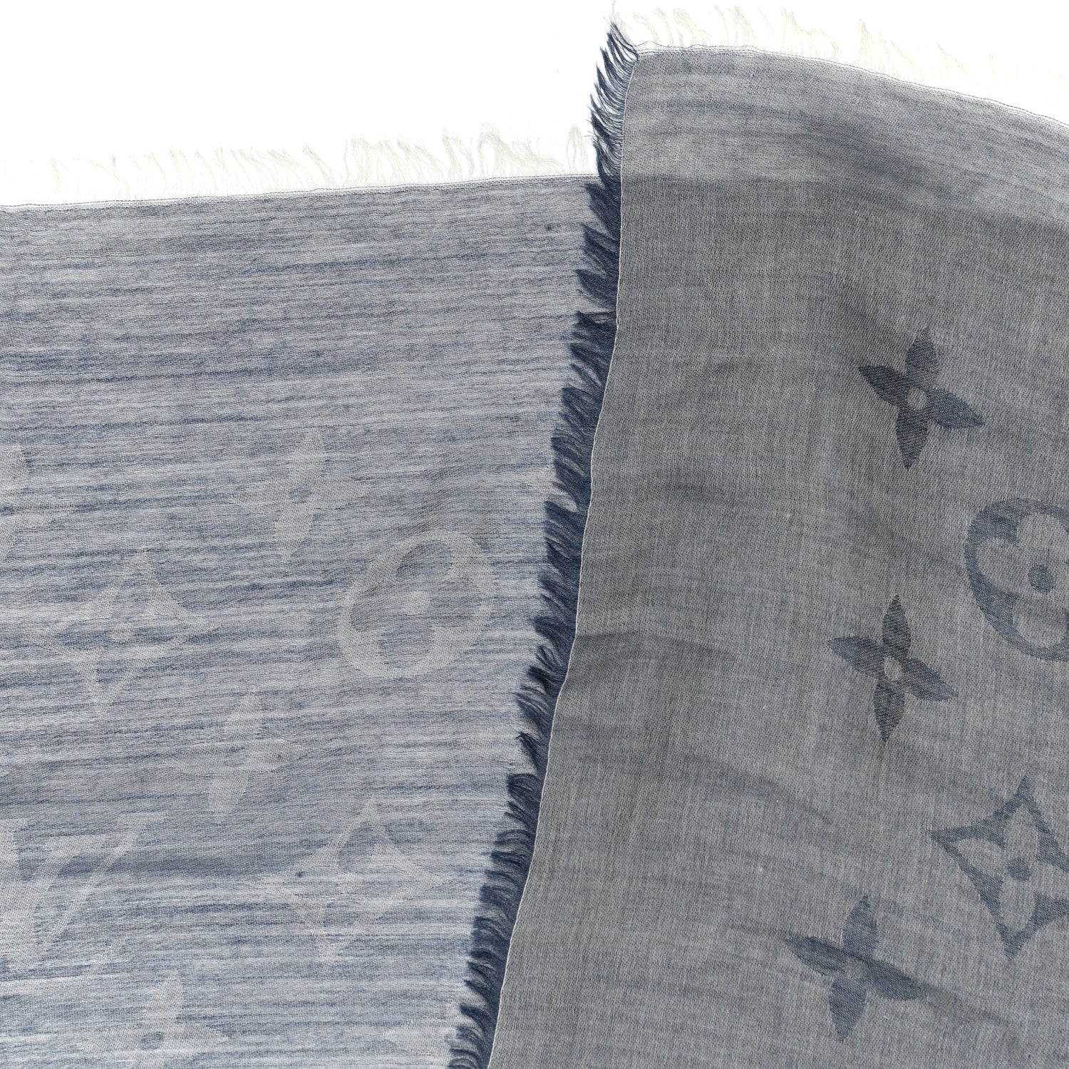 Louis Vuitton Wool Cotton Silk Daily Monogram Stole Denim 3 of 3