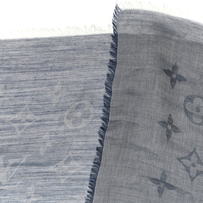 Louis Vuitton Wool Cotton Silk Daily Monogram Stole Denim 3 of 3
