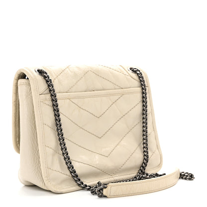 Saint Laurent Crinkled Calfskin Matelasse Monogram Baby Niki Chain Satchel White 3 of 16