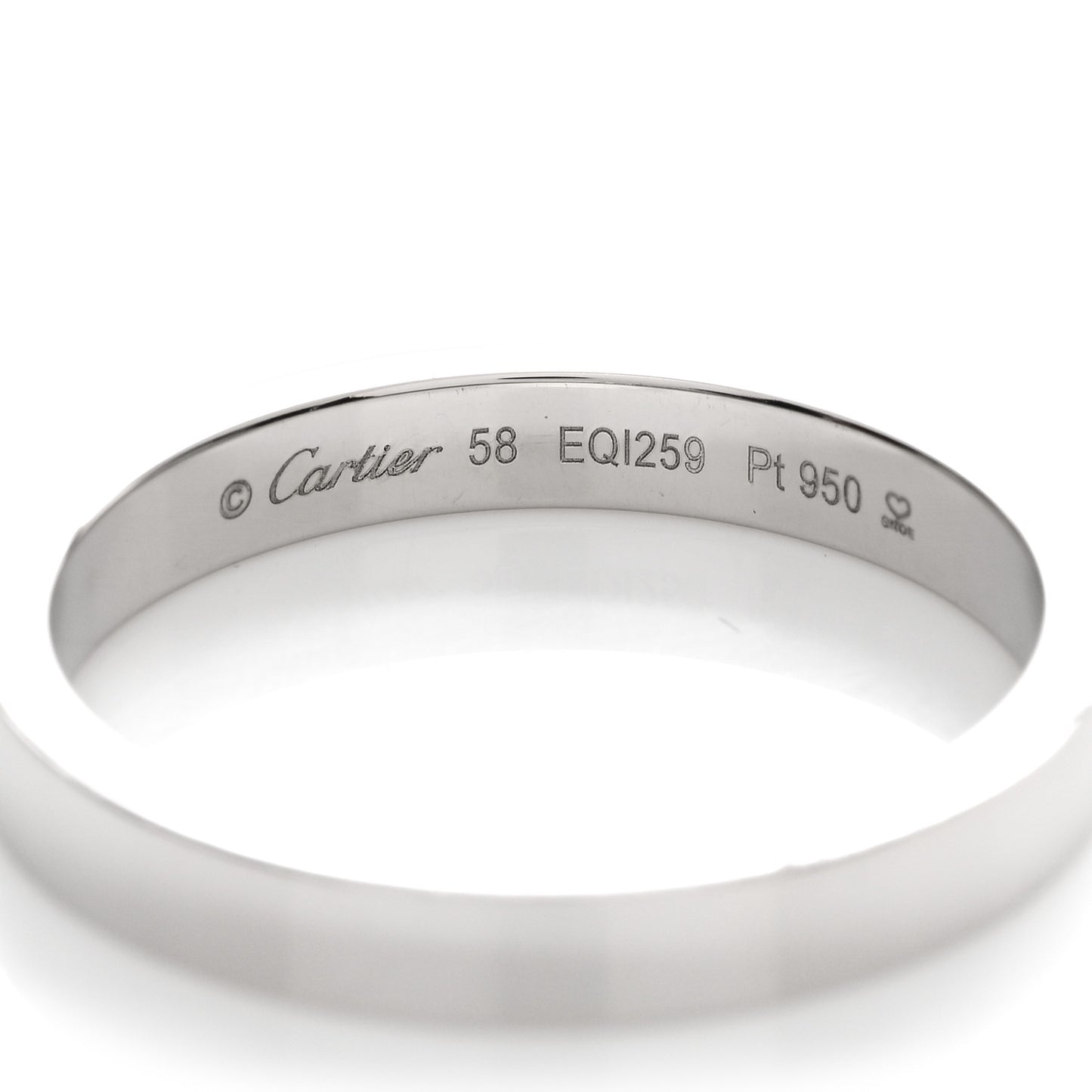 Platinum 3mm C De Cartier Wedding Band Ring 58 8.5