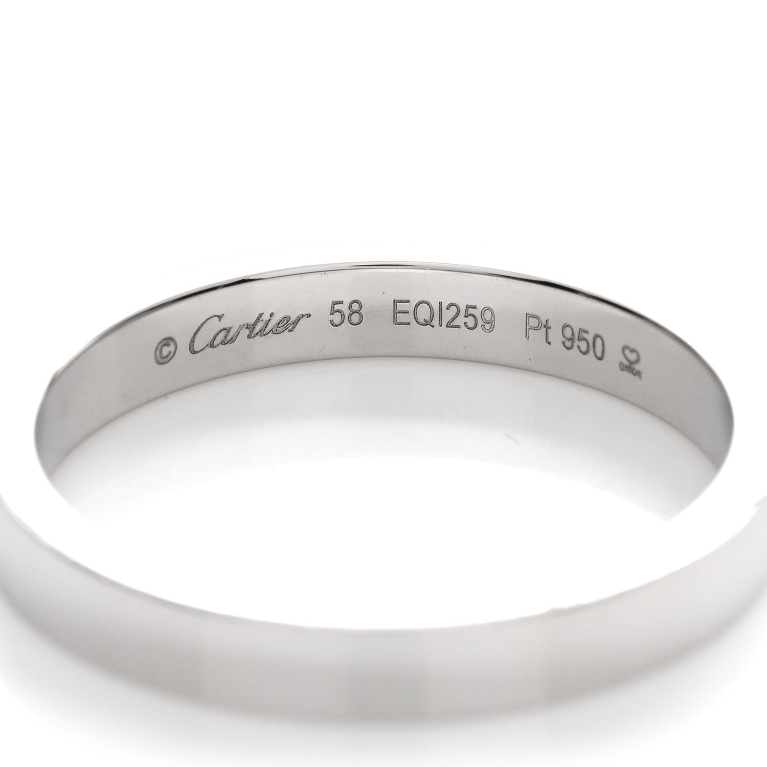 Cartier Platinum 3mm C De Cartier Wedding Band Ring 58 8.5 3 of 4