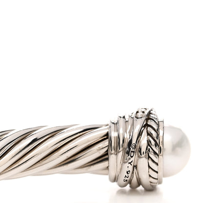 David Yurman Sterling Silver Diamond Pearl 7mm Crossover Bracelet 3 of 3
