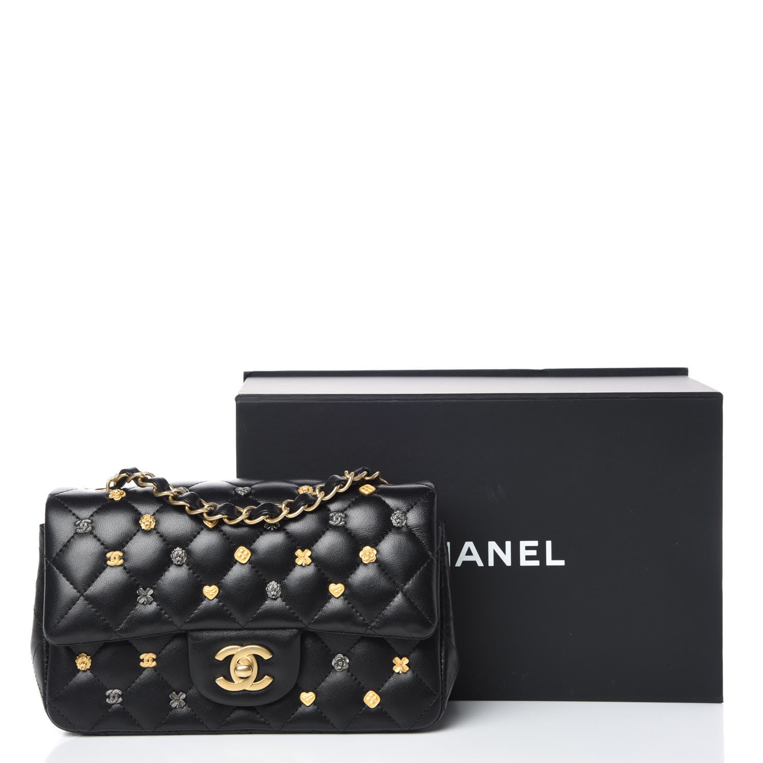 Chanel Lambskin Quilted Studded Mini Rectangular Flap Black 10 of 10