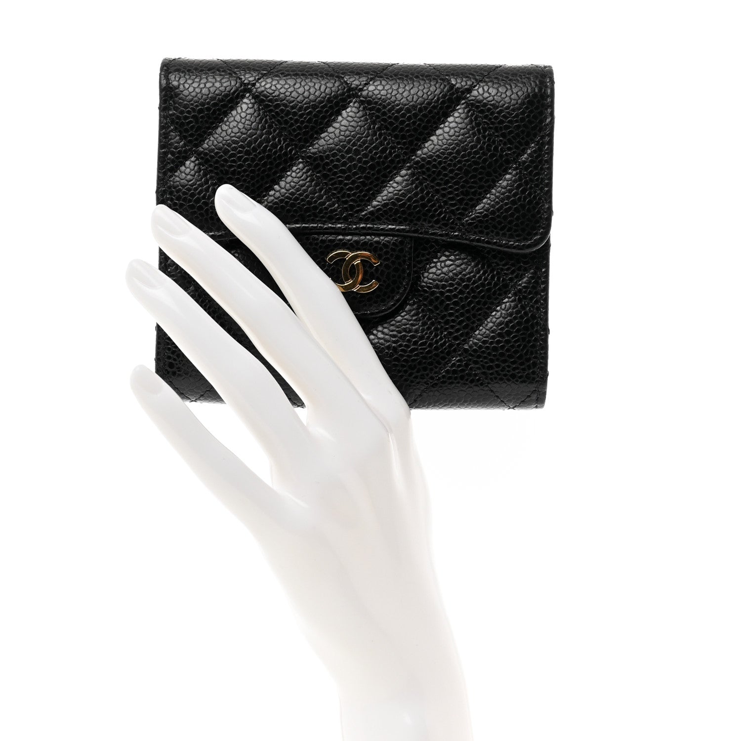Chanel Caviar Quilted Compact Flap Wallet Black 2 of 8