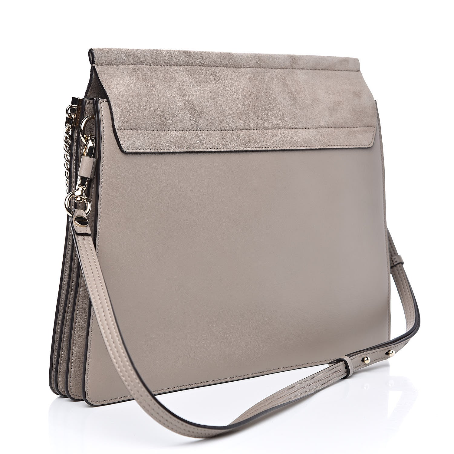 Chloe Calfskin Suede Medium Faye Shoulder Bag Motty Grey 3 of 9