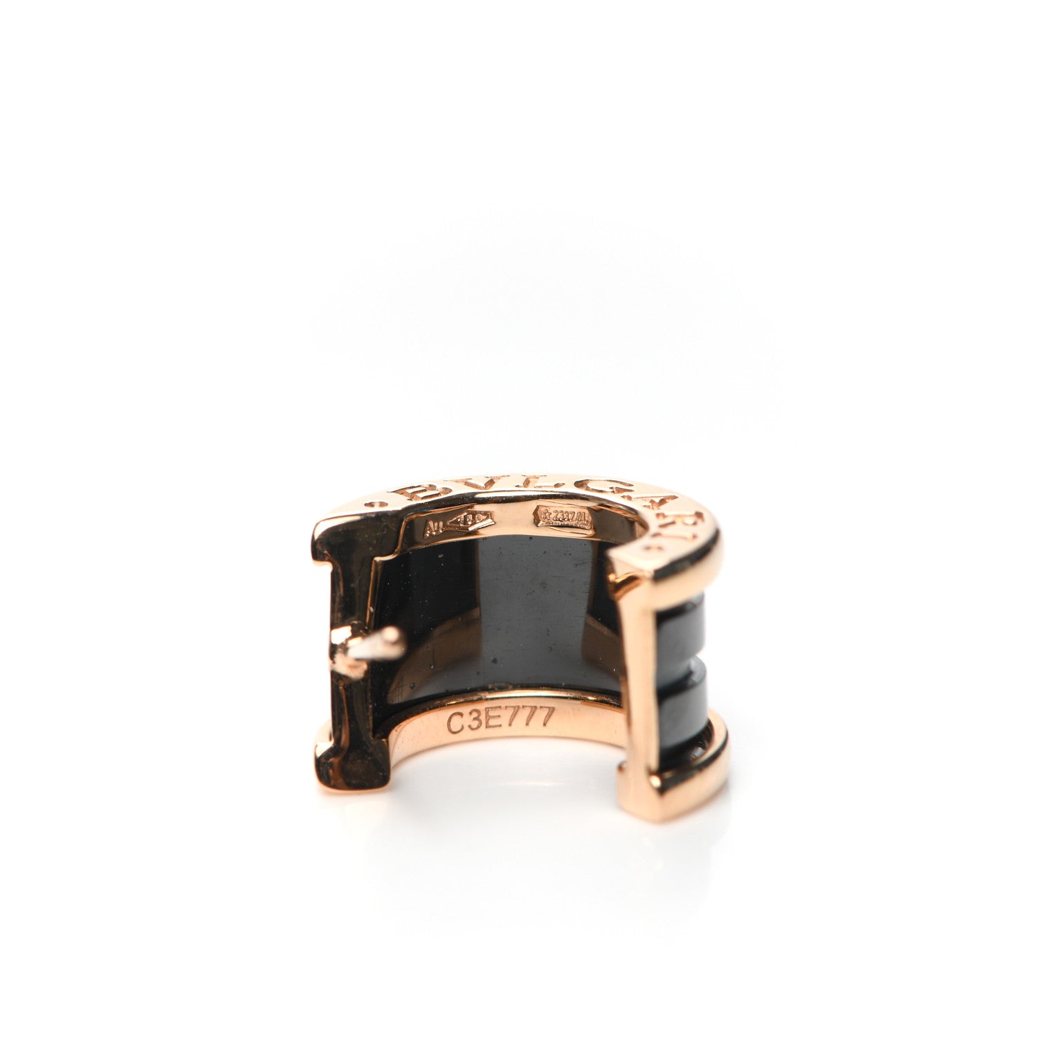 Bulgari 18K Rose Gold Ceramic Onyx B.Zero1 Hoop Earrings Black 5 of 5