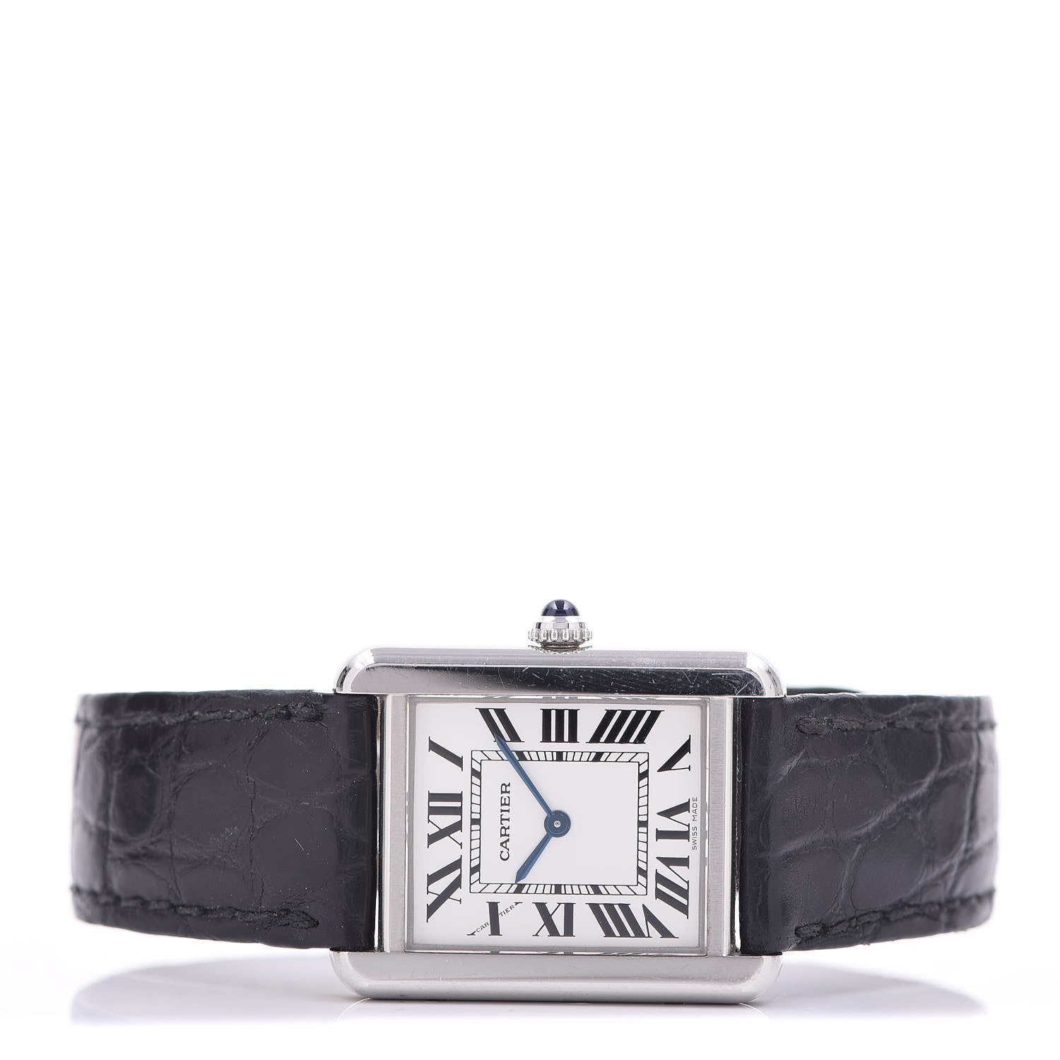 Cartier Stainless Steel Alligator 24mm Tank Solo Quartz Watch 3 of 7