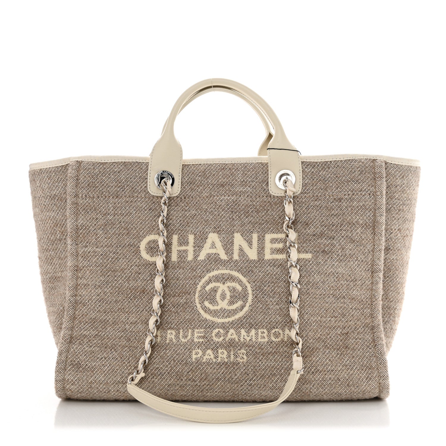 Chanel Mixed Fibers Calfskin Medium Deauville Tote Beige 1 of 10