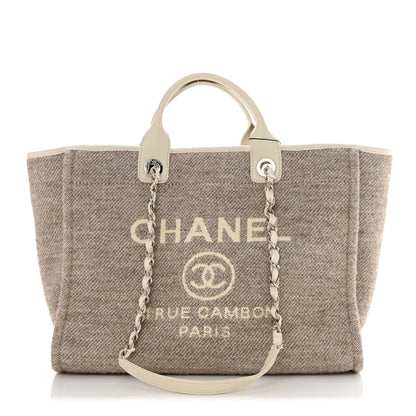 Chanel Mixed Fibers Calfskin Medium Deauville Tote Beige 1 of 10