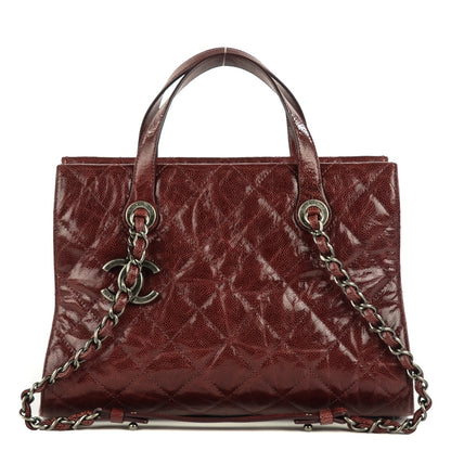 Chanel Crumpled Grained Calfskin CC Crave Tote Burgundy 1 of 7
