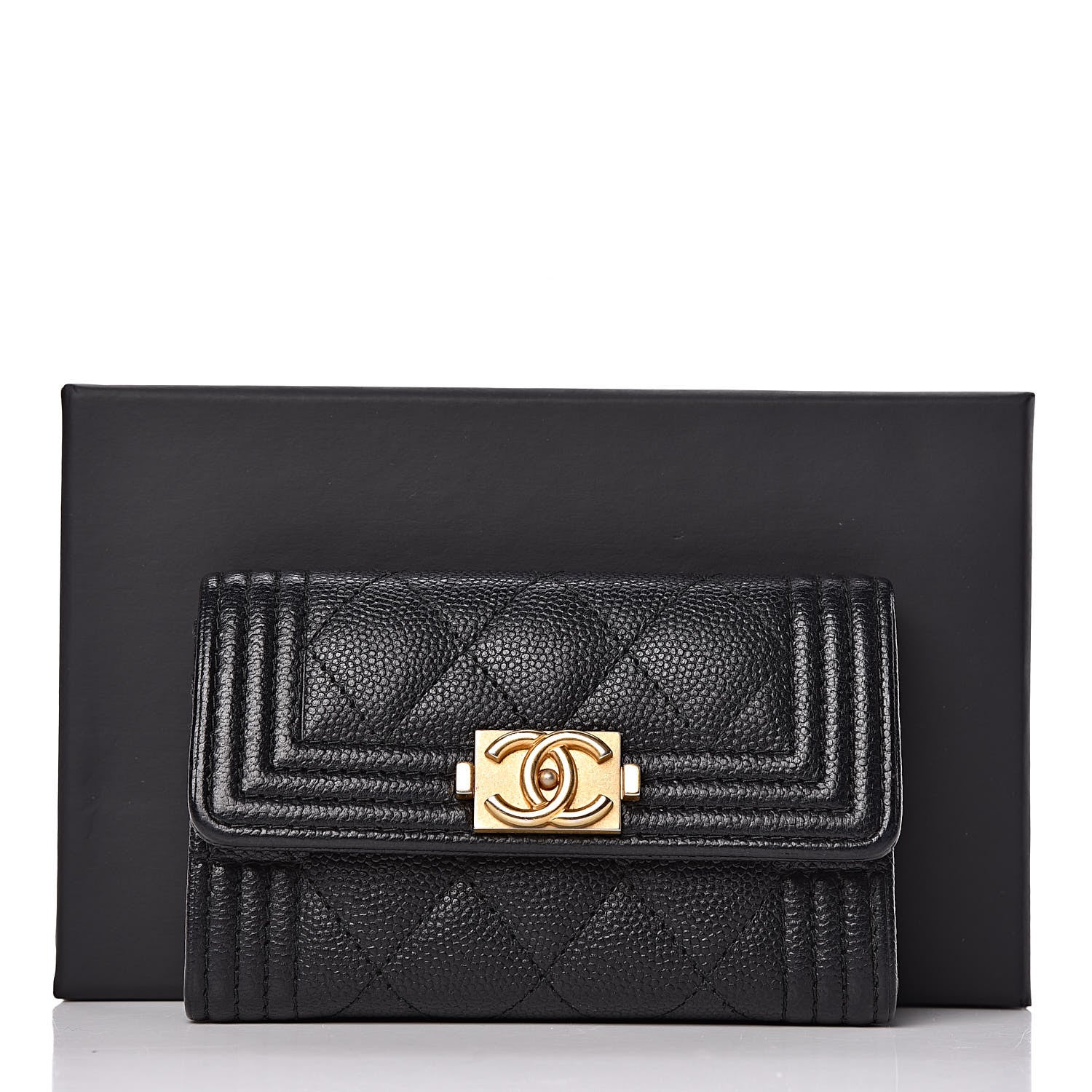 Chanel Caviar Quilted Boy Flap Card Holder Black 10 of 10