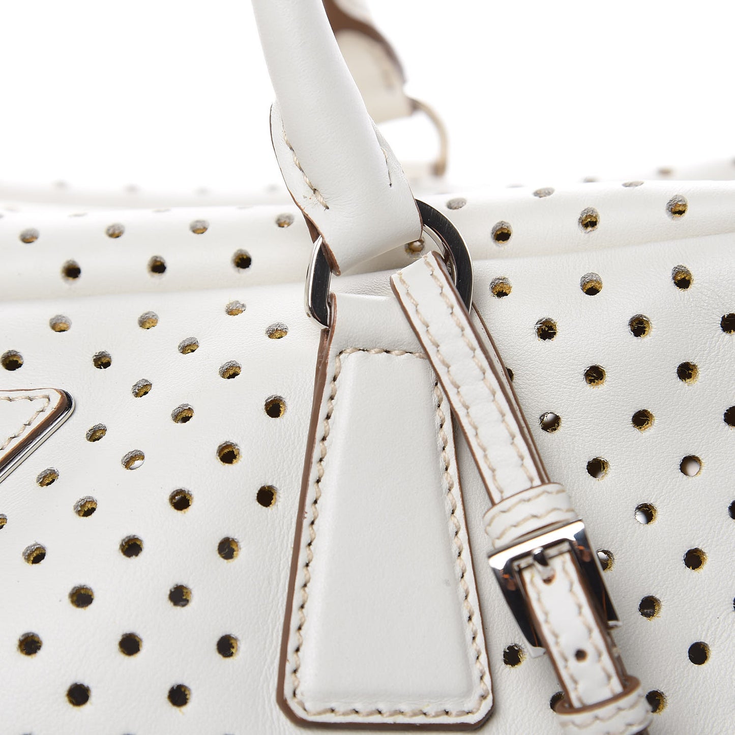 City Calfskin Perforated Zip Around Tote Talco Mimosa