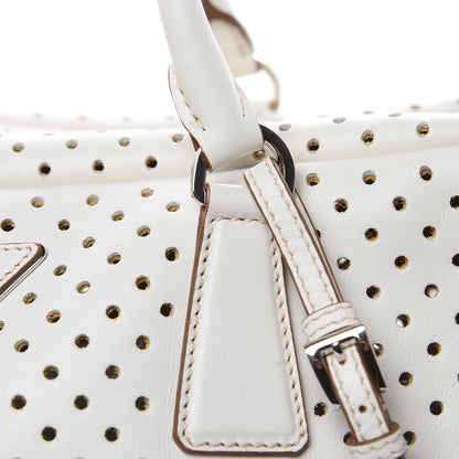 Prada City Calfskin Perforated Zip Around Tote Talco Mimosa 12 of 13