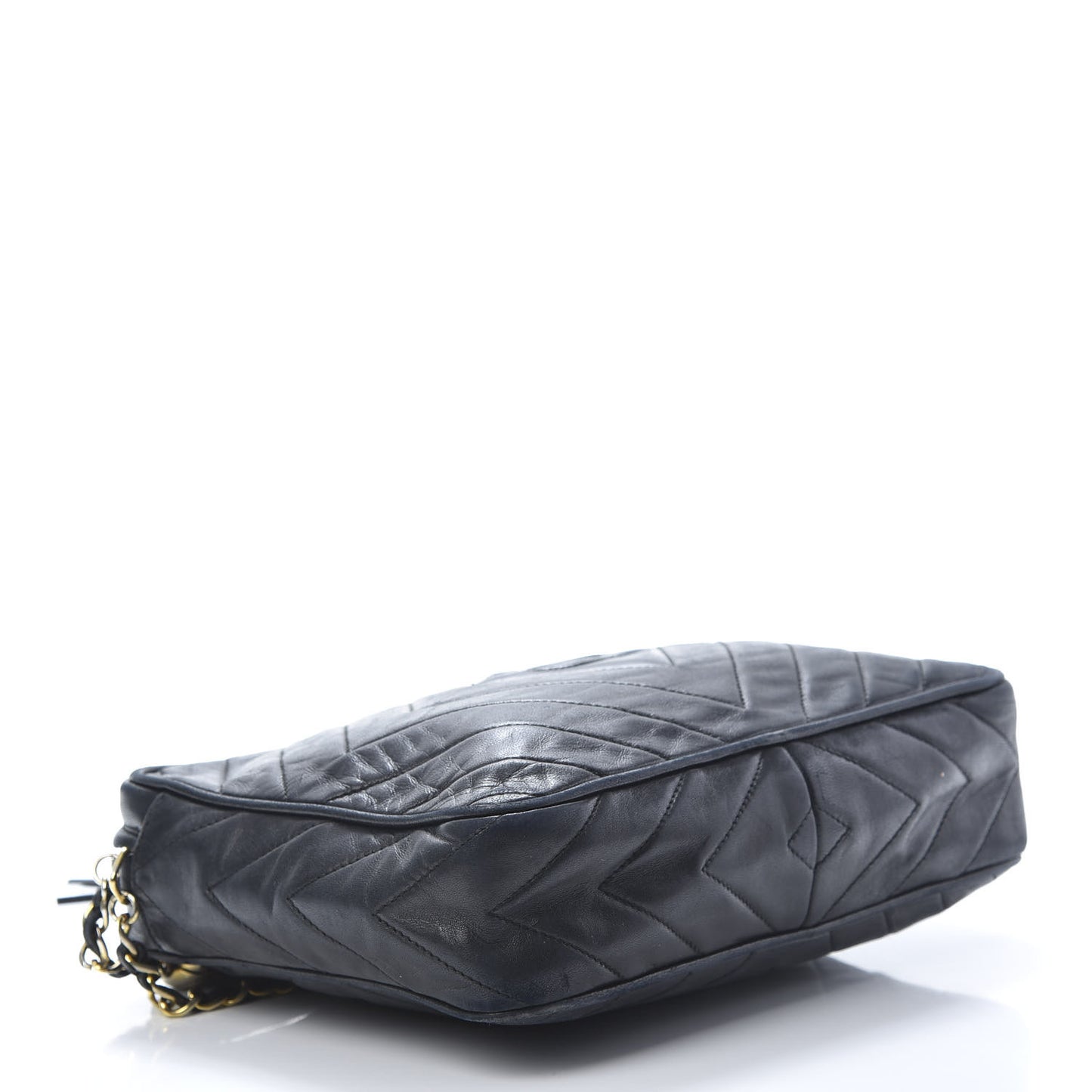 Lambskin Chevron Quilted Tassel Camera Case Black