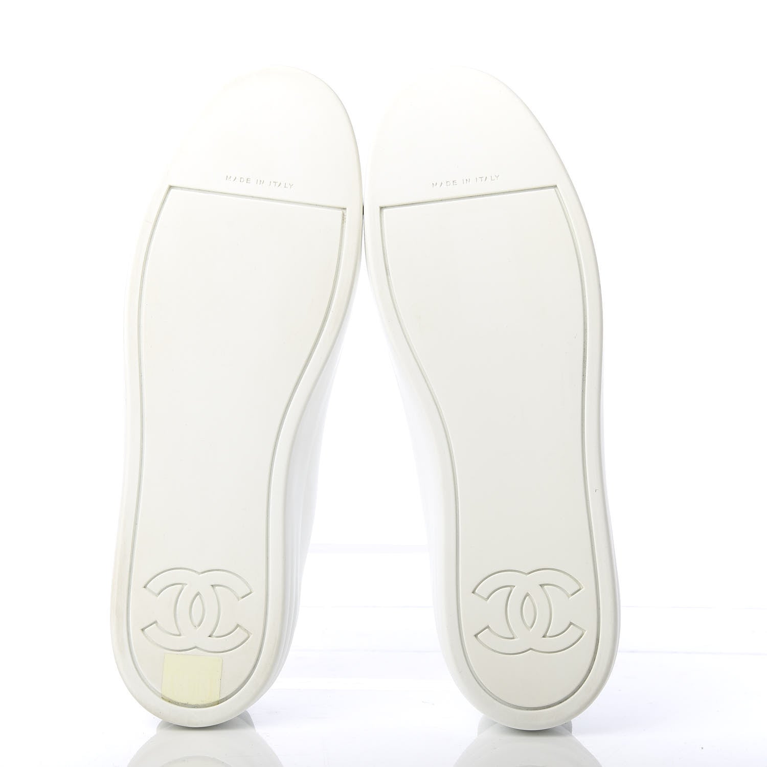 Chanel Calfskin Gum Womens CC Sneakers 41 White 6 of 10
