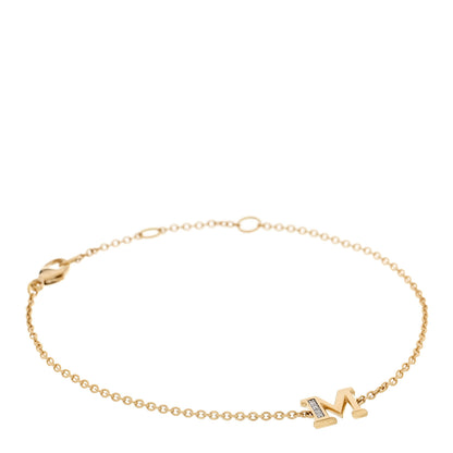 David Yurman 18K Yellow Gold Diamond Initial M Chain Bracelet 1 of 5