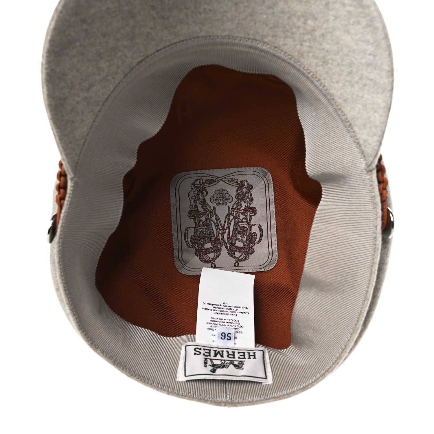 HERMES★エルメス★カシミヤ★キャップ★ヴィンテージ Hermes Cashmere Swift Womens Deauville Cap 56 Gris Flanelle Gold