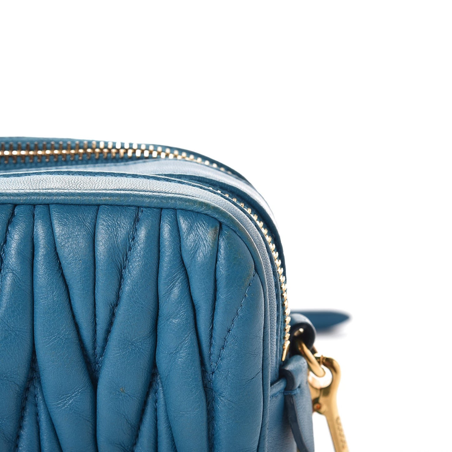 Nappa Matelasse Double Zip Shoulder Bag Turchese