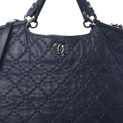 Chanel Iridescent Calfskin Quilted Large Sea Hit Tote Navy 9 of 11