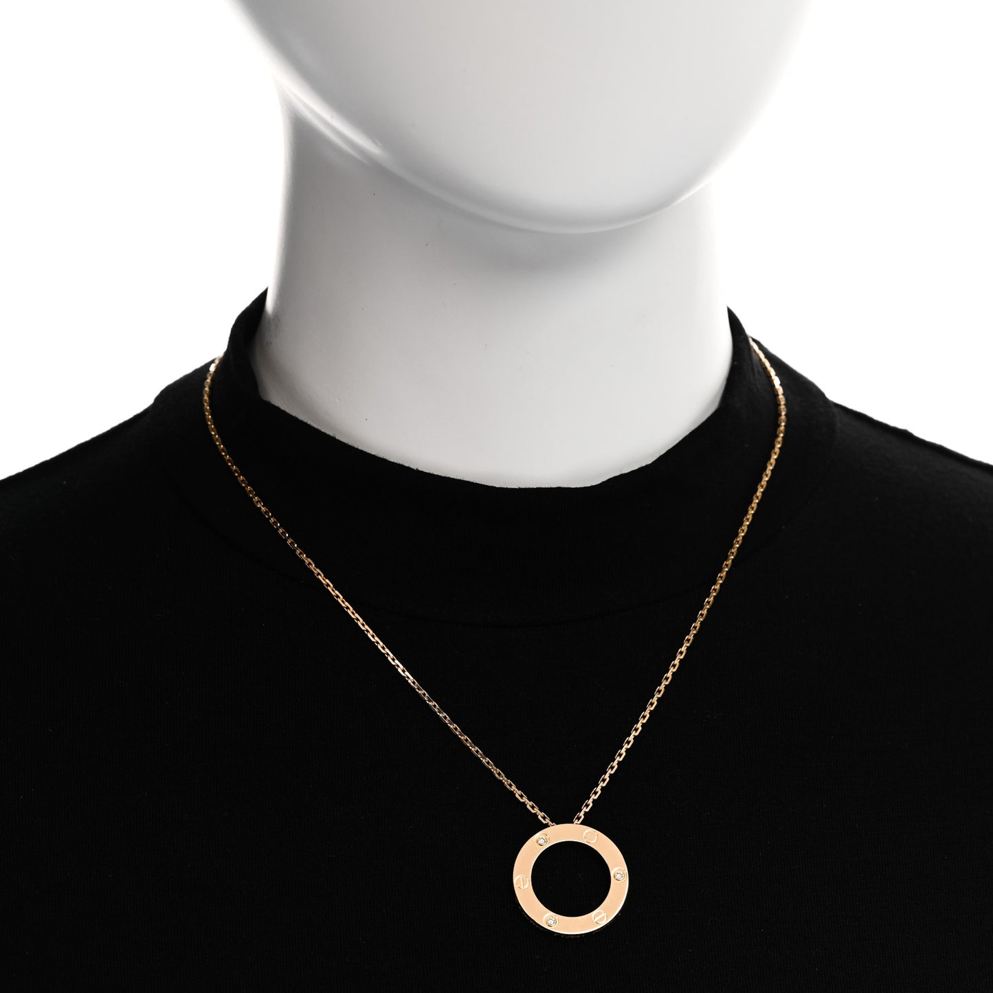 18K Yellow Gold 3 Diamonds LOVE Pendant Necklace