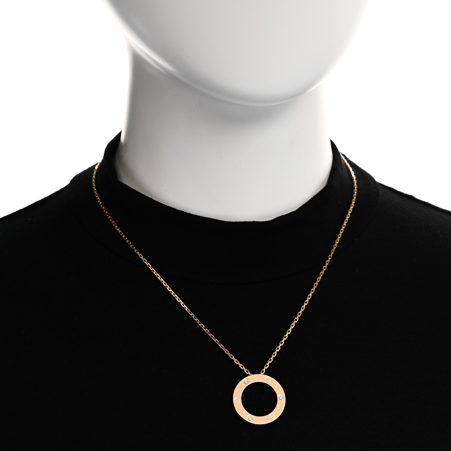 Cartier 18K Yellow Gold 3 Diamonds LOVE Pendant Necklace 2 of 7