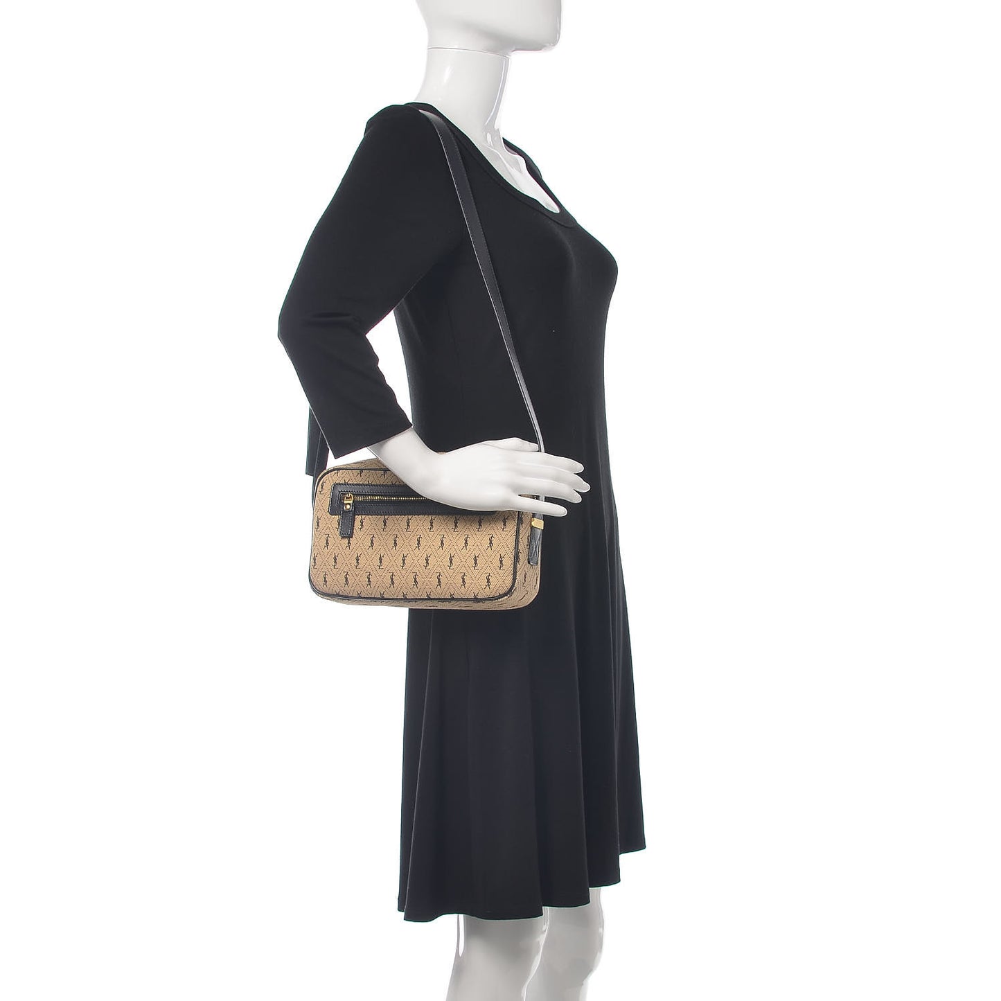 Canvas Monogram All Over Camera Bag Beige