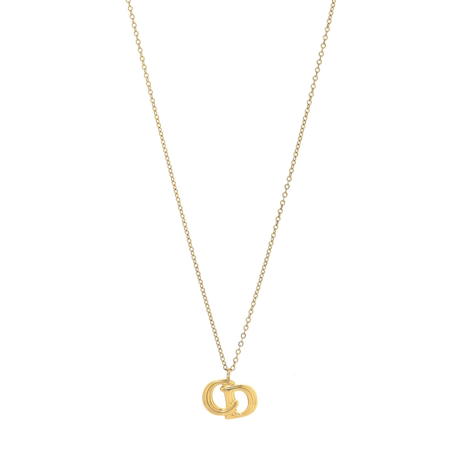 Metal CD Logo Pendant Necklace Gold