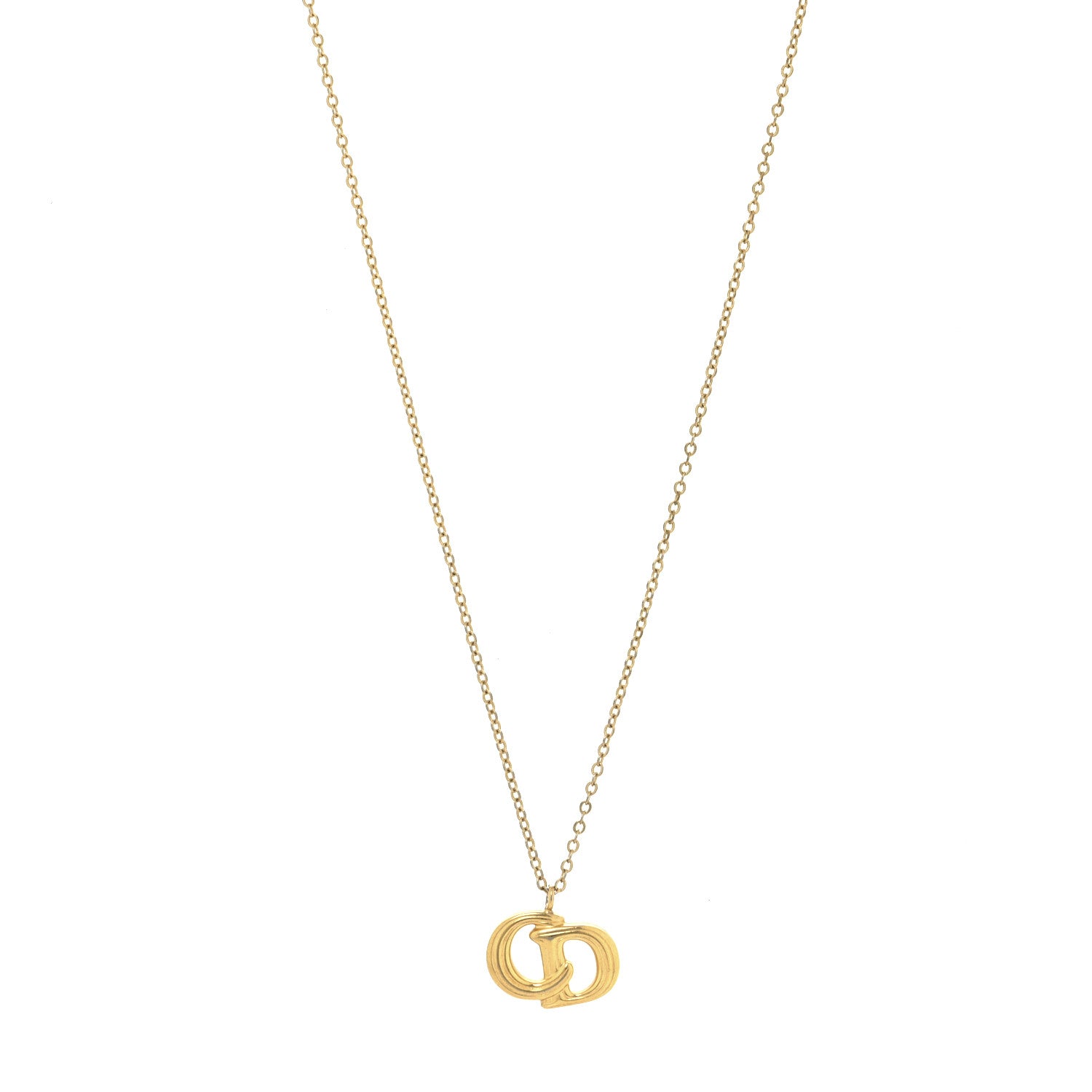 Christian Dior Metal CD Logo Pendant Necklace Gold 1 of 4