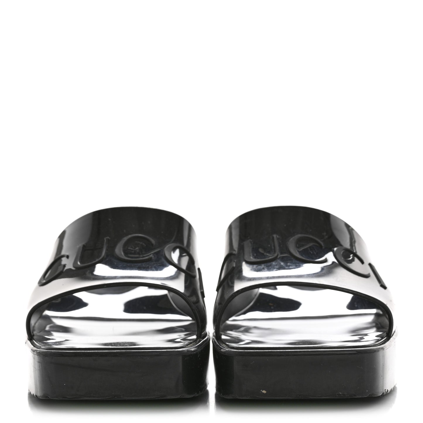Rubber Gucci Logo Womens Platform 20/60mm Slide Sandals 37 Black